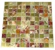 Multi Green Onyx 1x1 Polished Mosaics Meshed on 12" X 12" Tiles for Bathroom Flooring, Kitchen Backsplash, Shower Walls