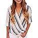 Sunward(TM) Sexy V-neck Half Sleeve Loose Striped Beach T-shirt Women