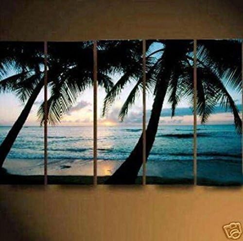 Arts World Hand-Painted Hi-Q Wall Art Modern Wall Decor Abstract Oil Painting Of Beach 5Pcs Set Wall Picture Frames Art F 362