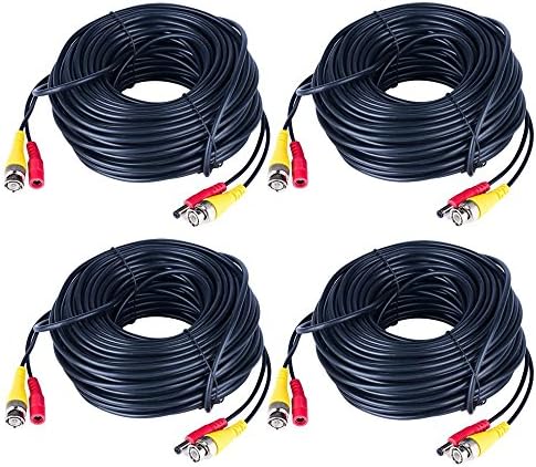 Nextapge 4 Packs 150ft Surveillance Camera Cables All-in-One BNC Video and Power Cables for CCTV Security Camera, Monitor