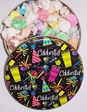 Gourmet Food : Scott's Cakes Assorted Nougat Salt Water Taffy in a Mini Celebrate Tin