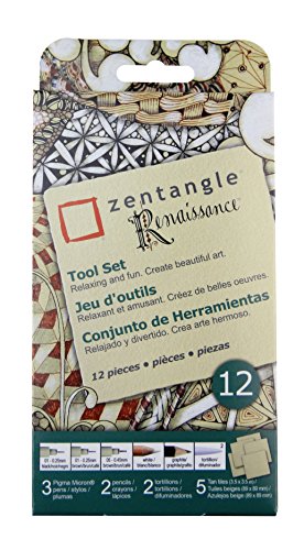 Sakura #50112 Zentangle 12 Pc Set w/ Renaissance Tiles, 3.5