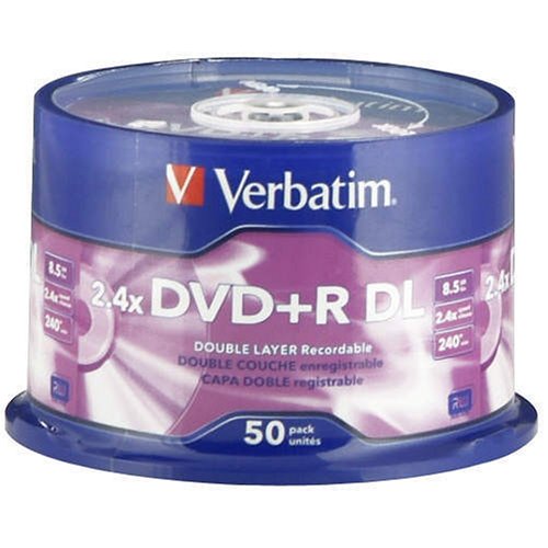 Verbatim DVD+R DL 2.4x 8.5GB 50 Pack (Double Layer Recordable)