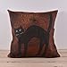 LINKWELL 45x45cm Halloween All Hallows' Eve Black Cat Burlap Cushion Covers Pillow Cases