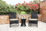 Kingston Black Rattan Outdoor Bistro 2 Seat Table Set