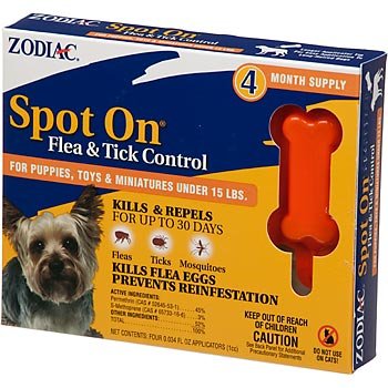 Zodiac Spot On Flea and Tick Control for Dog, Puppy, Under 15-Pound