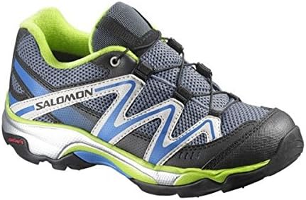Saloman XT Wings Training Shoe (Little Kid/Big Kid), Blue Gris/Light Grey/Granny Green, 4 M US Big Kid