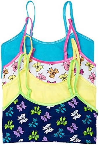 Caramel Cantina Girls 4 Pack Training Bras in Fun Patterns (Large, Bows)