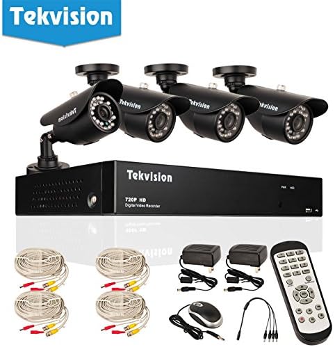 Tekvision® H.264 AHD 8CH 720P HD DVR Security Camera System, Outdoor Surveillance Kit with 4 Waterproof Day&amp;Night IR Cut Bullet Cameras, No HDD