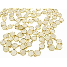 Rainbow Moonstone Bezel Set Chain - 5mm Rose Cut by Irene Neuwirth