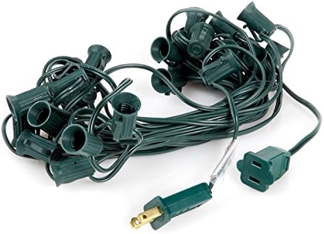 G40 Green Light String Outdoor/Indoor, 25ft Water Resistant, UL cert, G40 Clear Globe Bulbs. 100% Satisfaction Guaranteed. Optimal Installation Convenience & Safety. Longtime Favorite "Tuscan" style. Inspected & Packaged in USA. Purchase Supports Charity.
