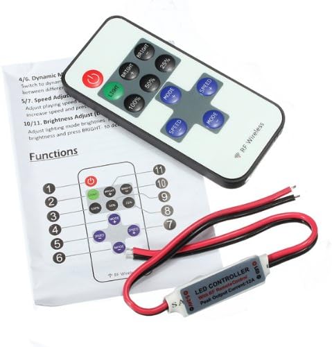 Remote Controller 11Keys Mini Dimmer for Led Single Color Strip DC 12V.