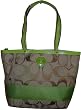 Authentic Coach Signature Stripe Zip Tote Bag 15112 Khaki/Apple Green