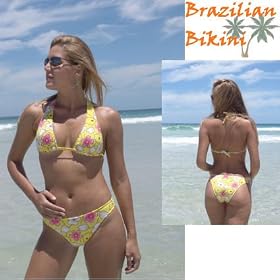 Seaside Surf yellow and pink Brazilian Bathing Suit Bikini by Cabo Beachwear Swimwear Swimsuit