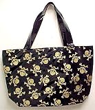 Black / Metallic Gold Skull & Crossbones Tote Bag