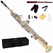 Cecilio 2Series SS-280LN Gold Lacquer and Nickel Plated Keys Straight Bb Soprano Saxophone +Case, Reeds and Accessories