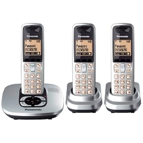 Panasonic KX-TG6423ES DECT Trio Digital Cordless Phone Set with Answer Machine - Silver