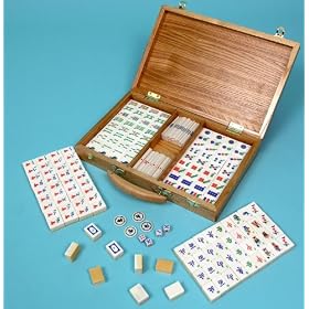 Mah jong set with bone and bamboo tiles - 00695
