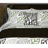 Basel Leaf Duvet Cover Set - Green/Brown, Queen