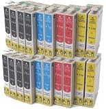 SilverTrade - Multipack = 20 Compatible Cartouchs d'encre avec PUCE (8x NOIR + 4x CYAN + 4x MAGENTA + 4x JAUNE), poure imprimantes Epson Stylus D120, D120 Network Edition, D78, D92, DX4000, DX4050, DX4400, DX5000, DX6000, DX6050, DX7000F, DX7400, DX7450, DX8400, DX8450, DX9400F, DX9400F Wifi-Edition, Office B40W, BX300F, BX600FW, BX610FW, S20, S21, SX100, SX105, SX110, SX115, SX200, SX205, SX210, SX215, SX400, SX400 WiFi, SX405, SX405 WiFi, SX410, SX415, SX510W, SX515W, SX600FW, SX610FW