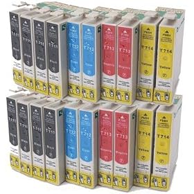 20 EPSON compatible XL Ink Cartridges with CHIP, compatible to Epson (8x black T0711, 4x cyan T0712, 4x magenta T0713, 4x Yellow T0714) - for the Epson Stylus D120 / D120 Network Edition / D78 / D92 / DX4000 / DX4050 / DX4400 / DX5000 / DX6000 / DX6050 / DX7000F / DX7400 / DX7450 / DX8400 / DX8450 / DX9400F / DX9400F Wifi-Edition / Office B40W / BX300F / BX600FW / BX610FW / S20 / S21 / SX100 / SX105 / SX110 / SX115 / SX200 / SX205 / SX210 / SX215 / SX400 / SX400 WiFi / SX405 / SX405 WiFi / SX410 / SX415 / SX510W / SX515W / SX600FW / SX610FW - High Quality - (Silvertrade �)