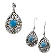 Sterling Silver and 14K Yellow Gold Turquoise Earrings and Pendant