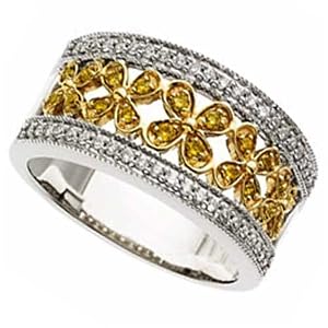 Two Tone Natural Floral Fancy Diamond Band