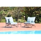 3pc Patio Deep Seating Rocking Chat Set - Blue