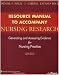 Books : Resource Manual to Accompany Nursing Research (Point (Lippincott Williams & Wilkins))