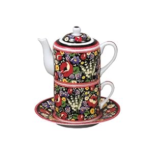 Vera Bradley Tea For One Porcelain Teapot Tea Cup Mug Poppy Fields NEW!