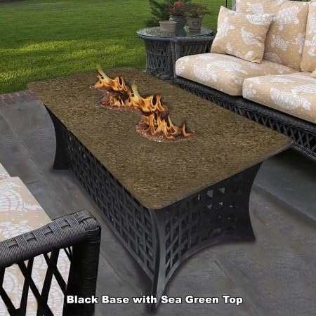 California Outdoor Concepts 4040-BK-FP-SEA La Costa Del Rio Fire Pit-Black-Gas Logs-Sea Green