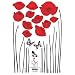 Easy Instant Decoration Wall Sticker Decal - Red Flowers and Butterflies