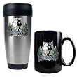 Minnesota Timberwolves Stainless Steel Travel Tumbler & Black Ceramic Mug Set - Primary Logo NBA Basketball