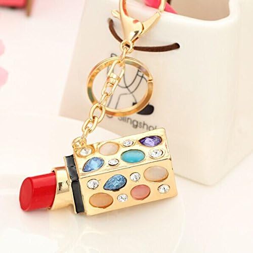 Keychain Jewelry Fashion Crystal Metal Key Ring Gift with Sexy Woman Red Lipstick Style