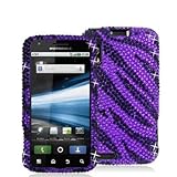 Purple / Black Zebra Bling Rhinestone Diamond Snap-On Hard Skin Case Cover  ....