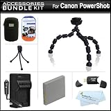 Accessories Bundle Kit For Canon PowerShot SX210IS SX210 IS Digital Camera Includes Extended Replacement (1200 maH) NB-5L Battery + A/c D/c Travel Charger + Hard Case + 7" Flexible Tripod + Screen Protectors + USB 2.0 SD Card Readers + More