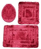 Kinzler J-10057 rubin Mikrofaser Badematten Set 3tlg., 2x47x50cm + 50x80 cm, rubin