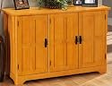Craftsman Lowboy Sideboard Buffet Table Wood Doors Three door Light Oak
