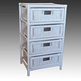 Wicker Storage Unit - Four White Rattan Drawers - Conservatory Furniture