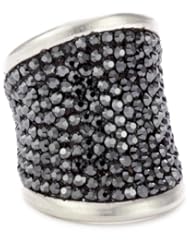 Deanna Hamro Atelier "Lulu" Jet Hematite-Color Pave Ring, Size 6