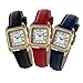 Peugeot Women's 14K Gold-Plated Tank Crystal Bezel Roman Numeral Blue Leather Band Watch 3052BL
