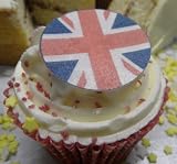 from Toppercake Union Flag Union Jack Jubilee 1.5 Inch Edible Rice Paper Cup Cake Decoration Toppers x12