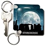 Perkins Designs Cities And Structures - Stonehenge an ancient source of mysticism and intrigue from 2500 B C with moon - Key Chains
