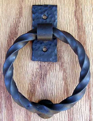 Twisted Ring Door Knocker - Brown Rust Iron