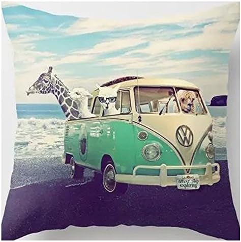 Sengreat 18x18 Inch Animals in The Car Soft Cotton Home Decorative Pillow covers Throw Cushion covers Sofa Relaxing Pillowcases