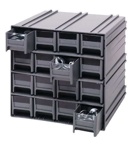Storage Cabinet Interlocking Gray 11 x 11 x 11 with 16 IDR201 IVORY Drawers