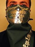 SILVER SMOKE FULL CHROME SKULL BANDANA FACE MASK SIZE 22 X 22