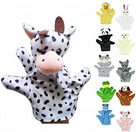 Honor2008 Newest Hot Sale Cute Big Size Animal Glove Puppet Hand Dolls Plush Toy Baby Child Zoo Farm Animal Hand Glove Puppet Finger Sack Plush Toy(Cow)
