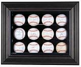Ultimate 12 Ball Black Cabinet Style Display Case with Engraved MLB Team Logo