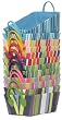 Bright Cotton Fabric Covered Small Cases with Leatherette Handles 12"x8"x5" Set of 12